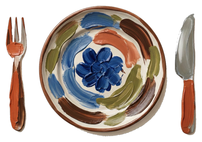PrivyPlate — plate, fork and knife